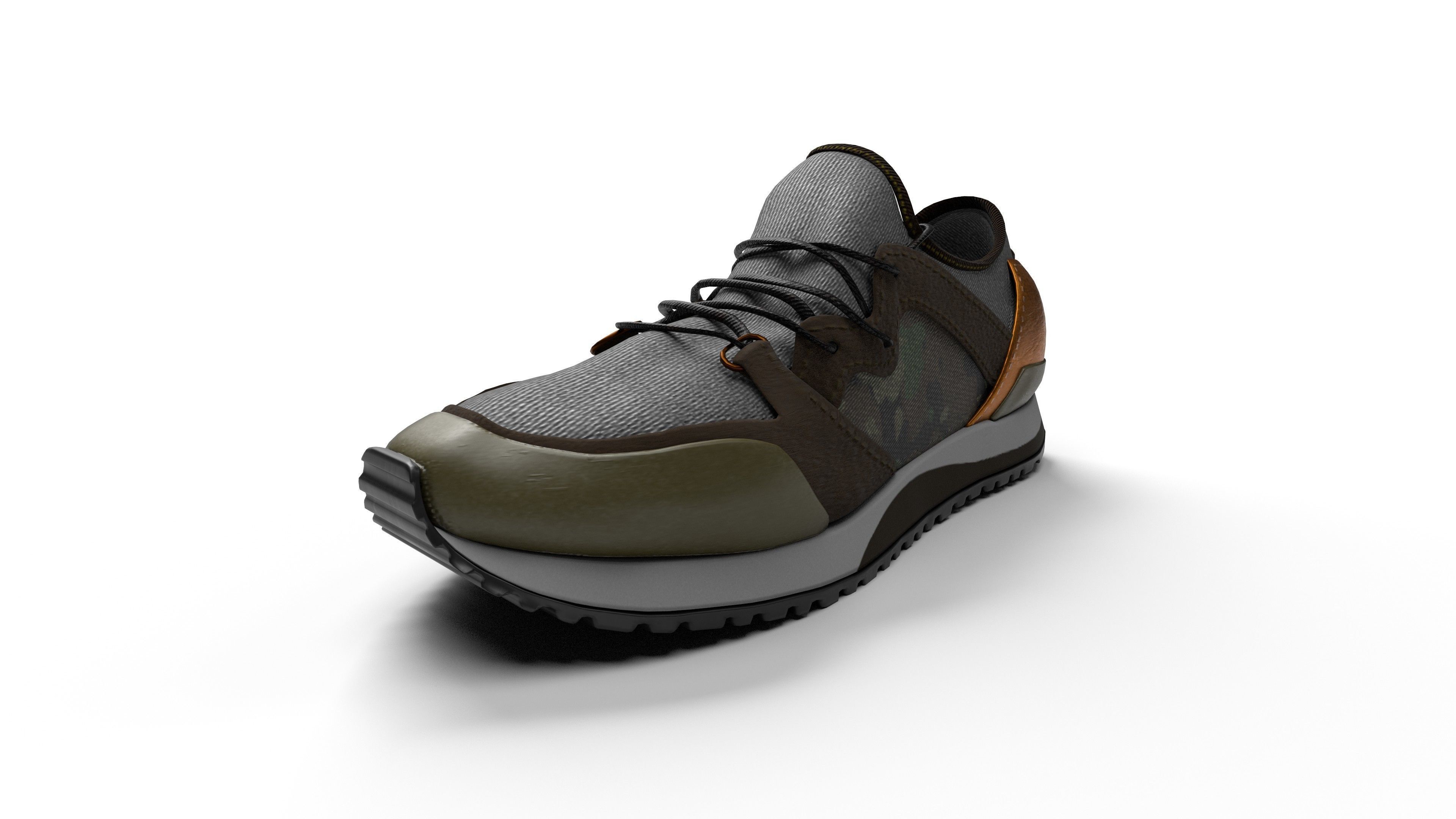 Sneaker pair of shoes with camouflage design 3D model_8