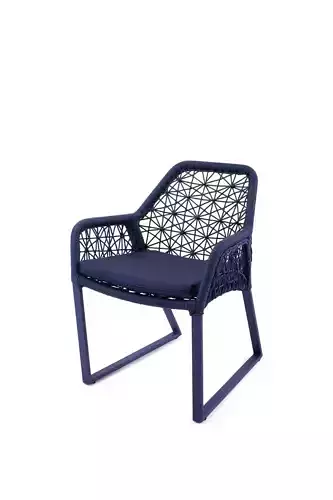 CHAIR lounge with woven seat and backrest in navy