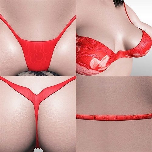 Female Lingerie Set Low-poly 3D model