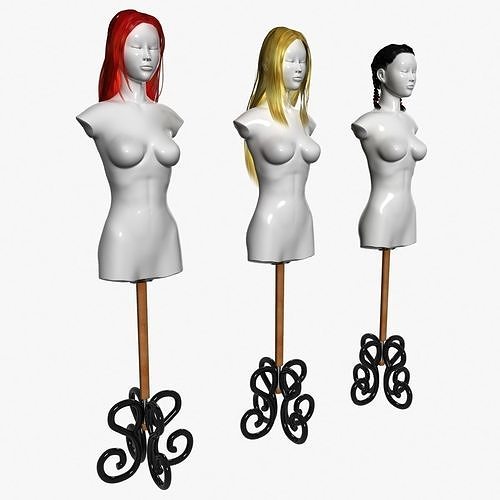 Hairstyles Wigs Low-poly 3D model