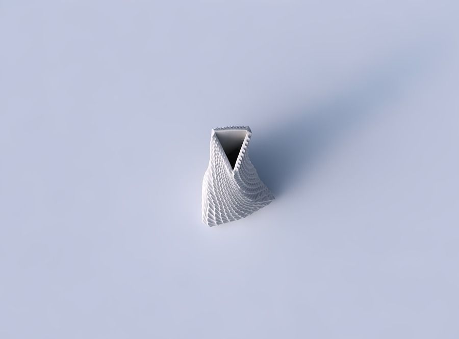 Vase twist grounded tipping triangle with bent extruded pattern 3D print model_2