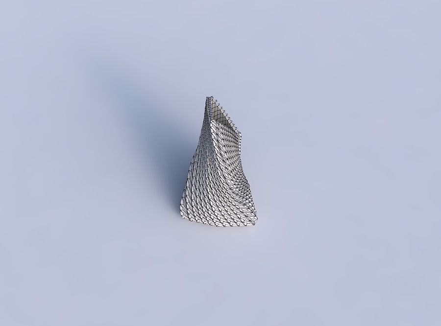 Vase twist grounded tipping triangle with bent extruded pattern 3D print model_6