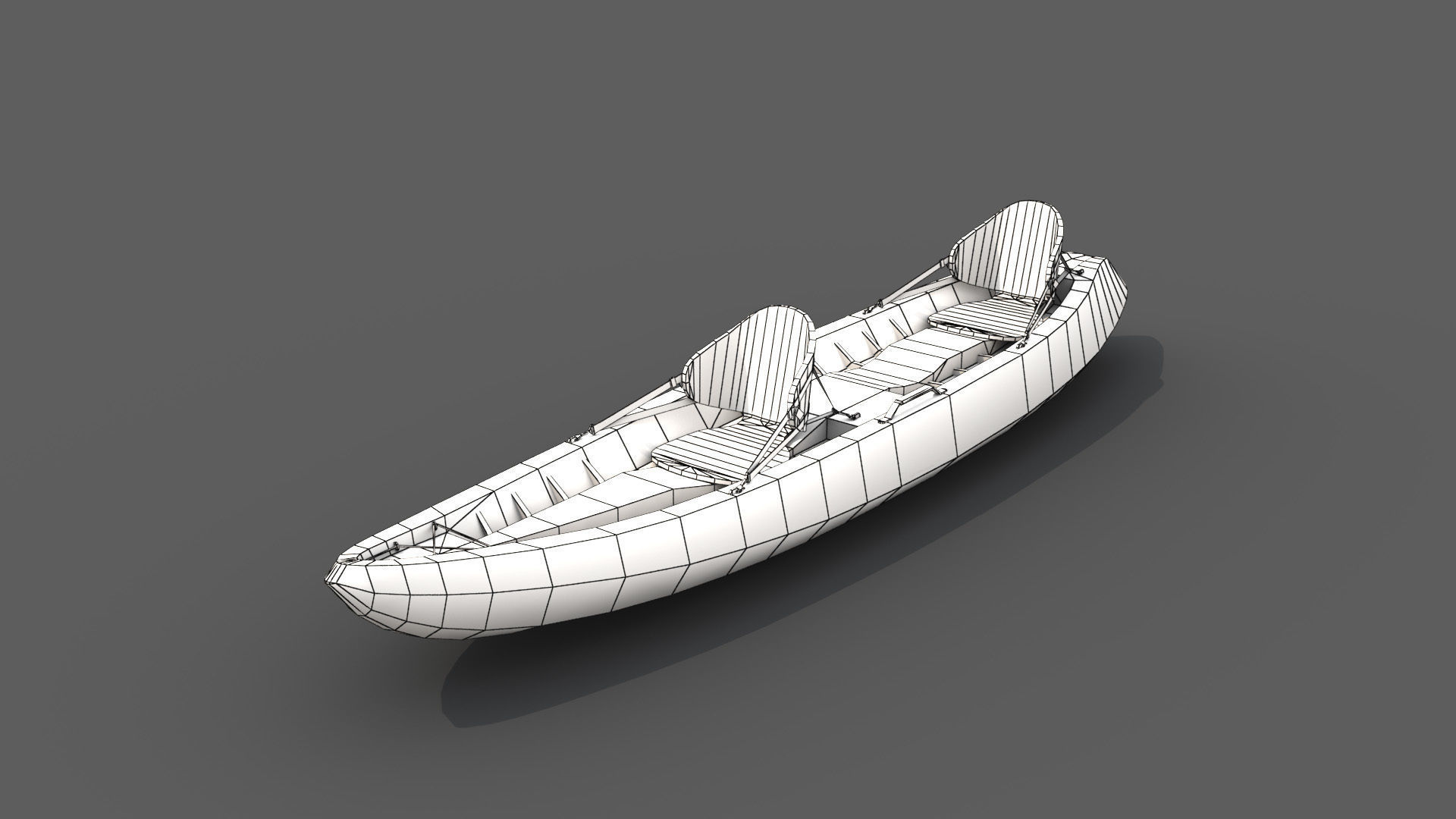 Lifeguard Rescue Kayak Low-poly 3D model_4