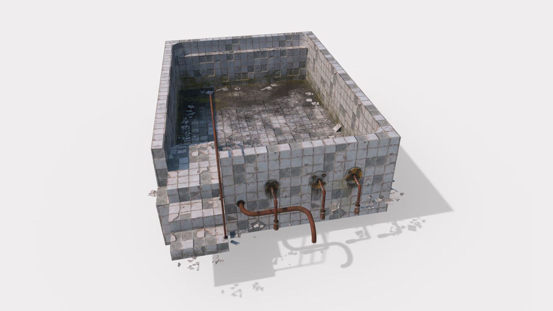 Old Worn Swimming Pool 3D model_1