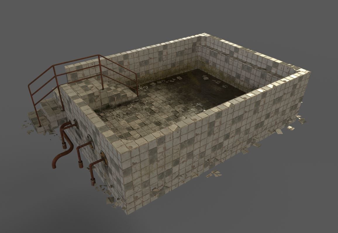 Old Worn Swimming Pool 3D model_10