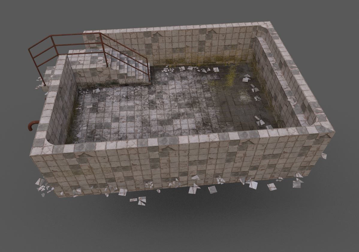 Old Worn Swimming Pool 3D model_6