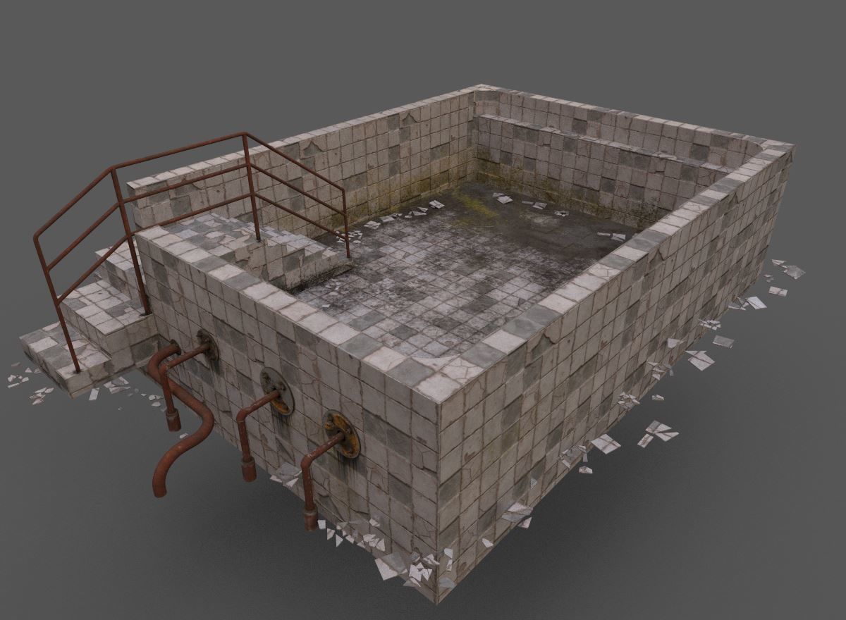 Old Worn Swimming Pool 3D model_4