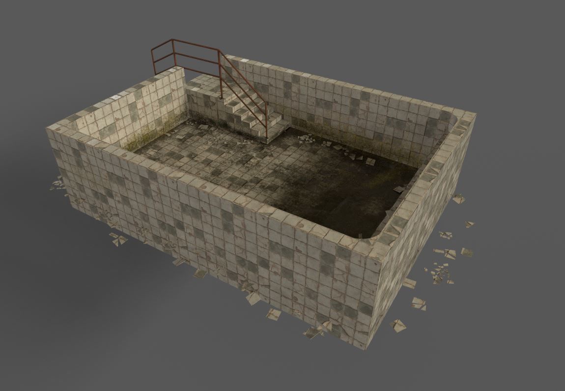 Old Worn Swimming Pool 3D model_16