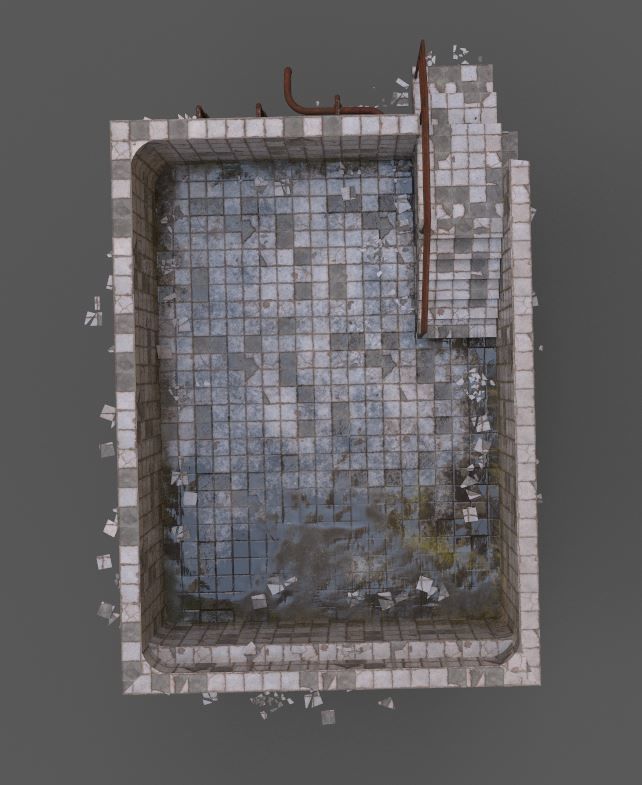 Old Worn Swimming Pool 3D model_7