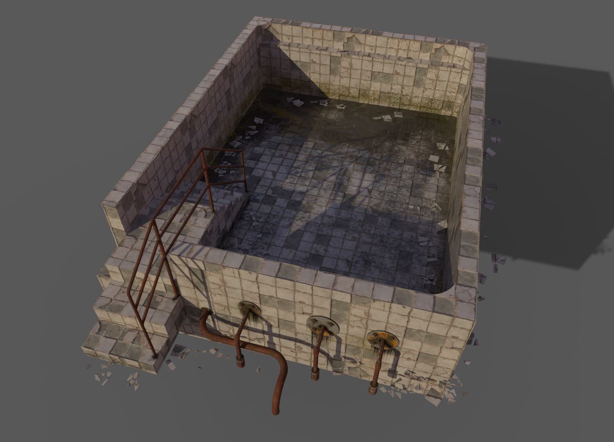 Old Worn Swimming Pool 3D model_12