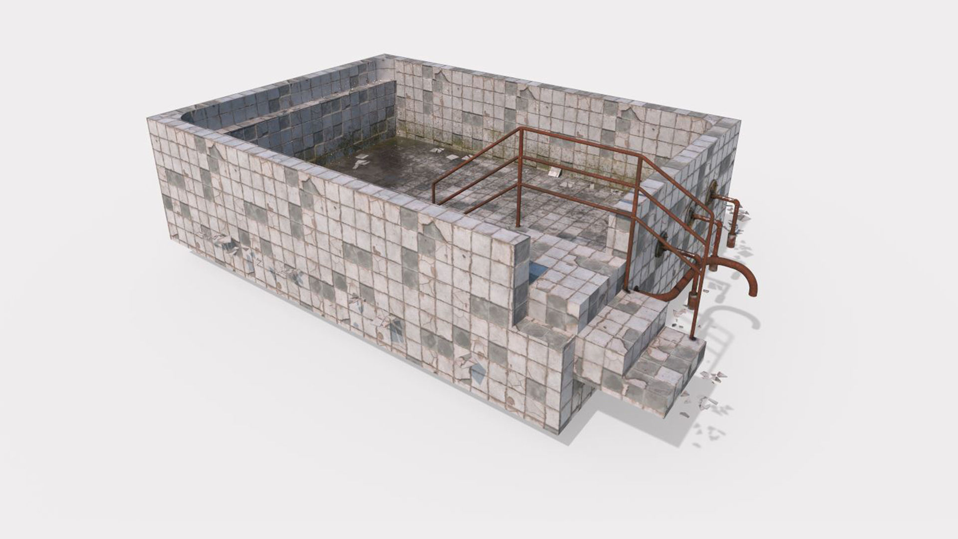 Old Worn Swimming Pool 3D model_2