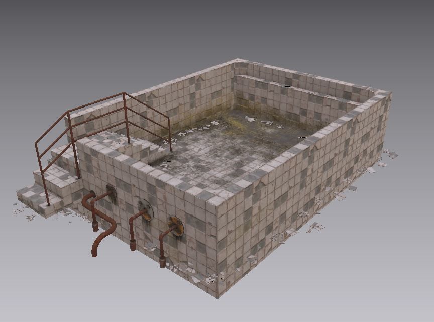 Old Worn Swimming Pool 3D model_9