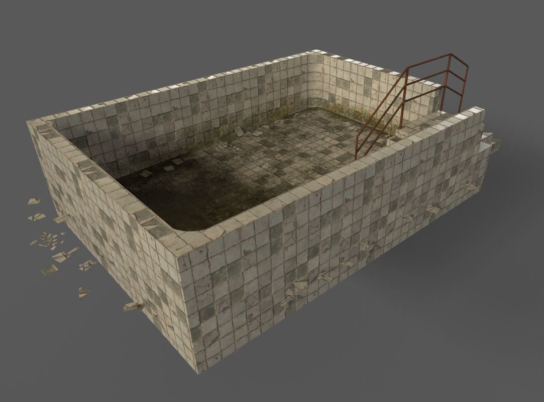 Old Worn Swimming Pool 3D model_15