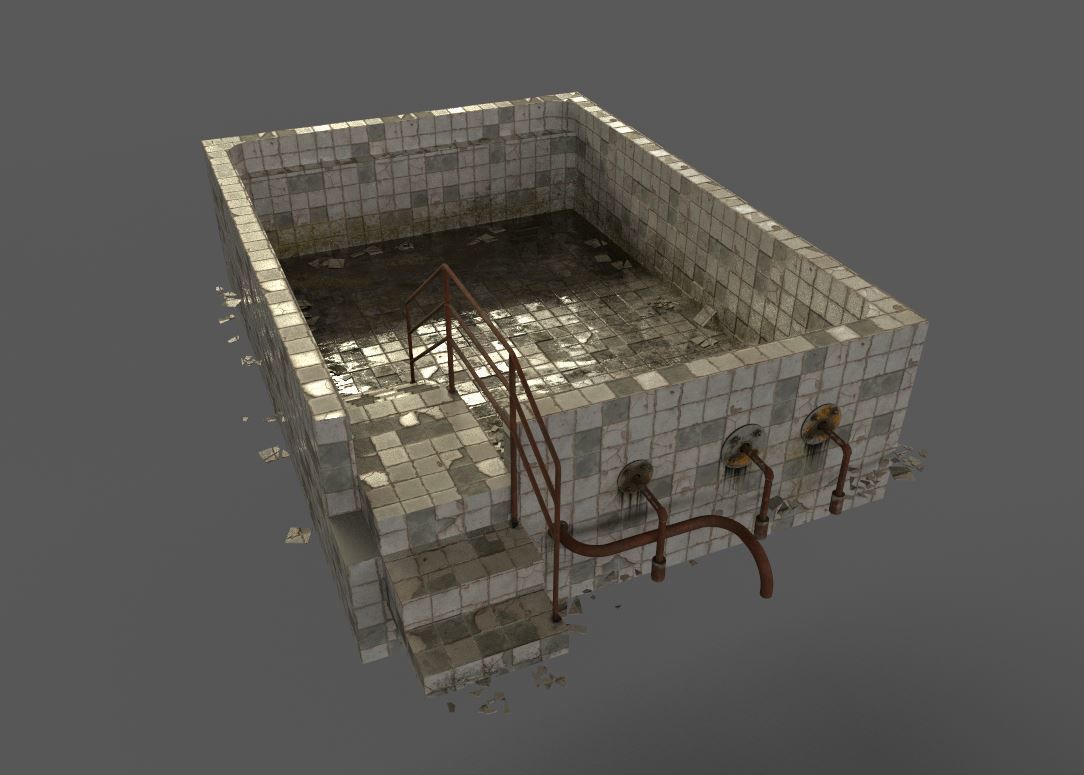 Old Worn Swimming Pool 3D model_14
