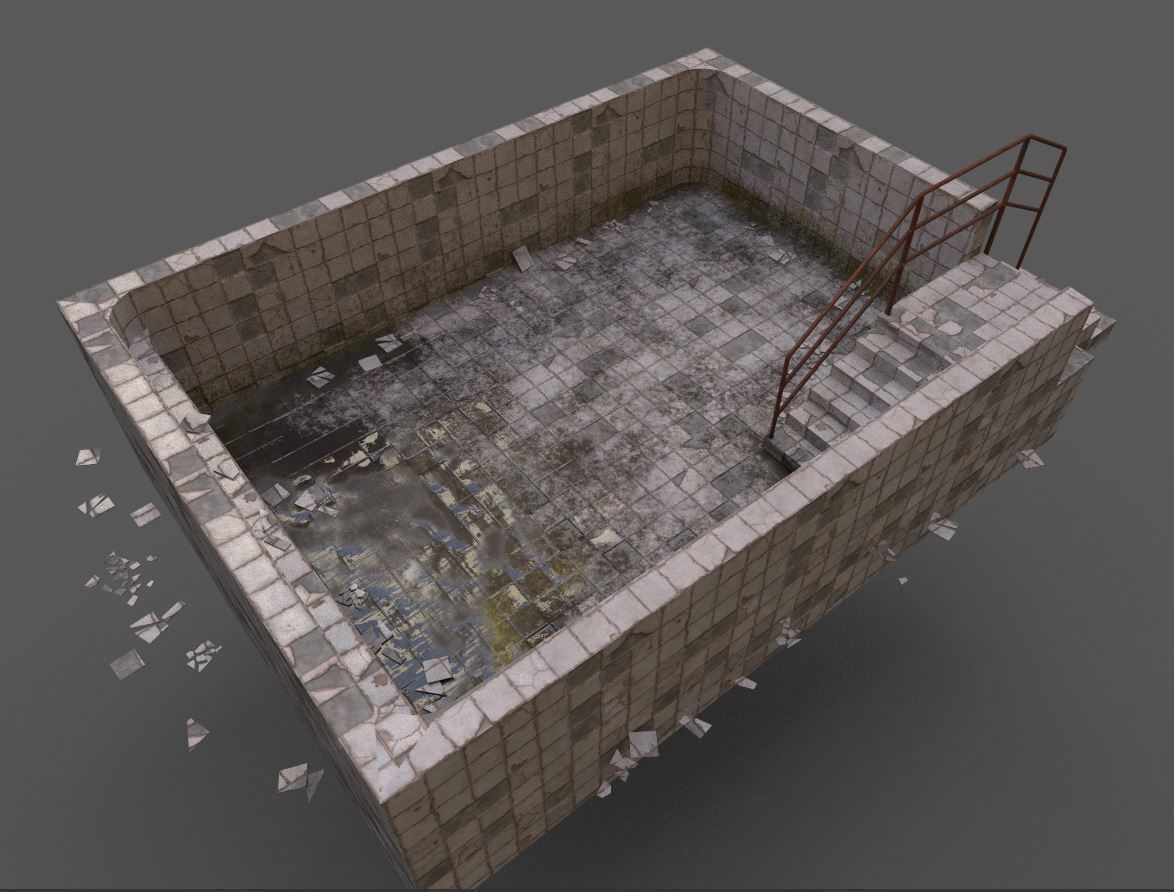 Old Worn Swimming Pool 3D model_13