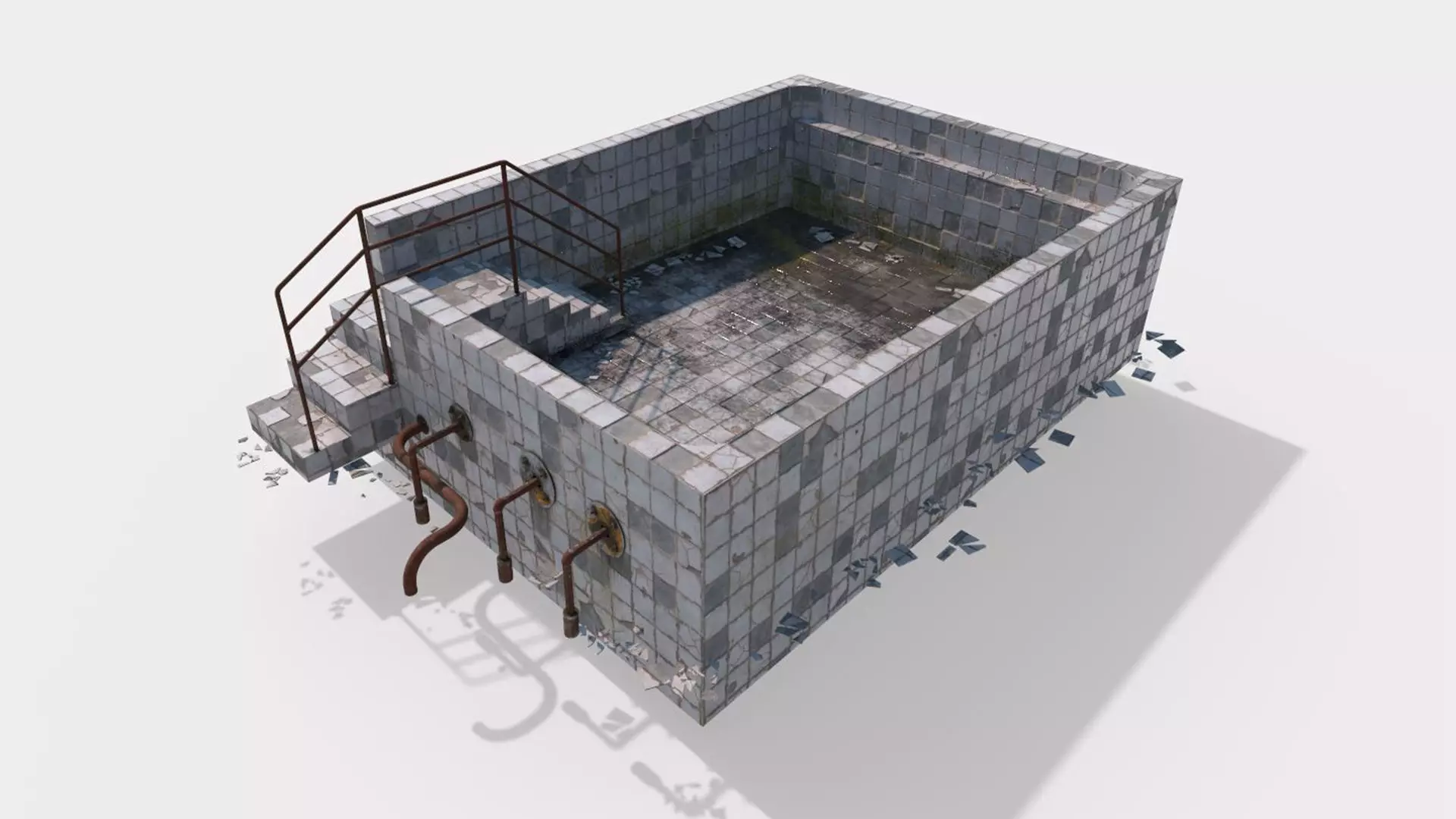Old Worn Swimming Pool 3D model_0