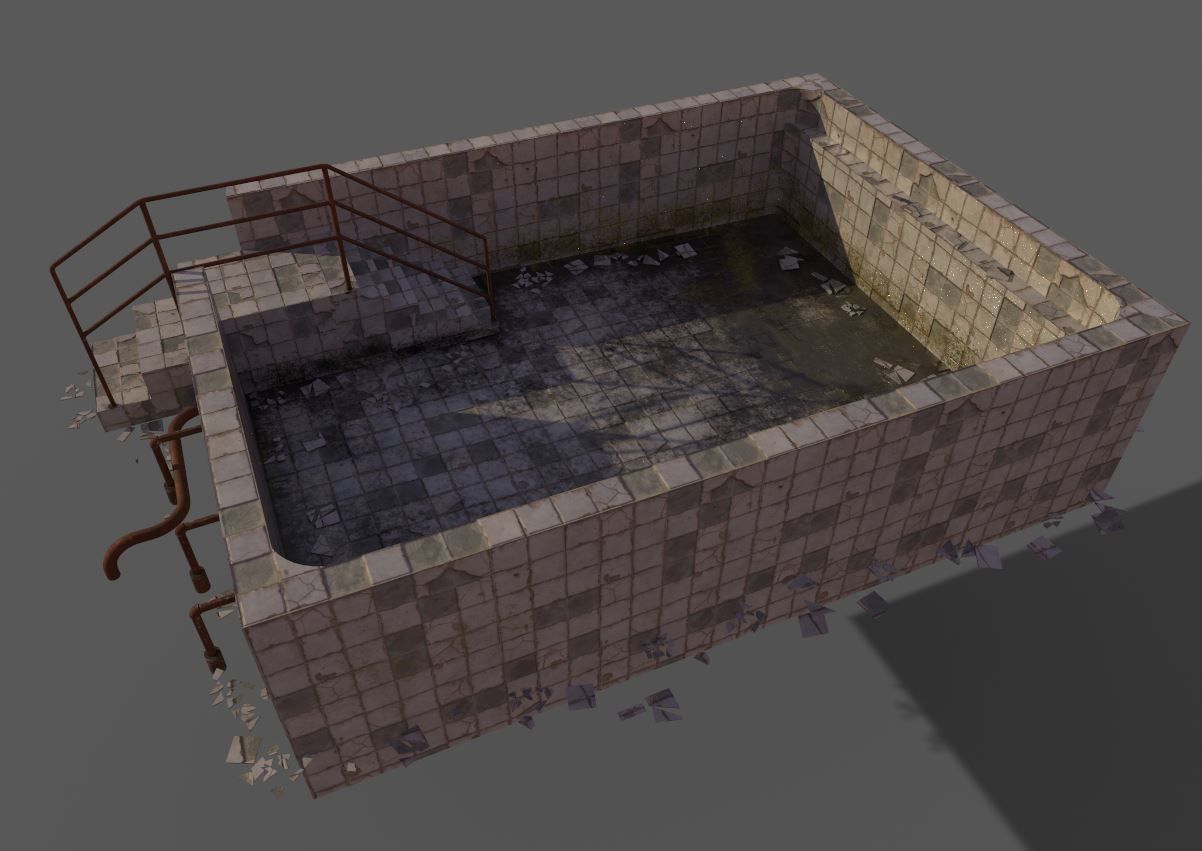 Old Worn Swimming Pool 3D model_8