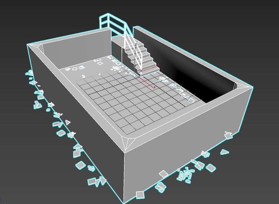 Old Worn Swimming Pool 3D model_19