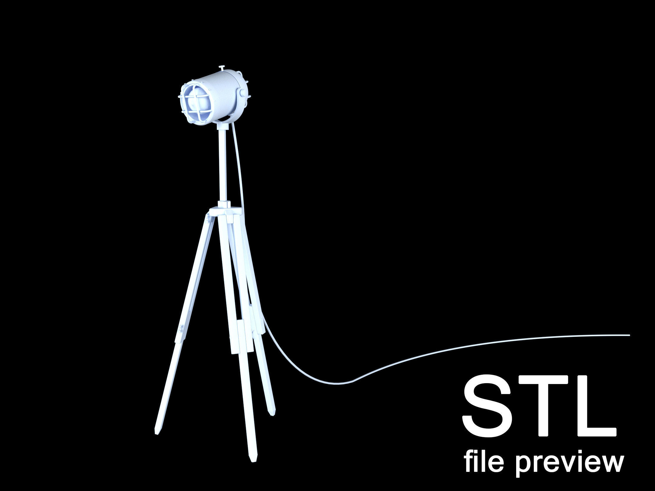 Tripod Fancy Industrial Decorative Lamp Free 3D model_5