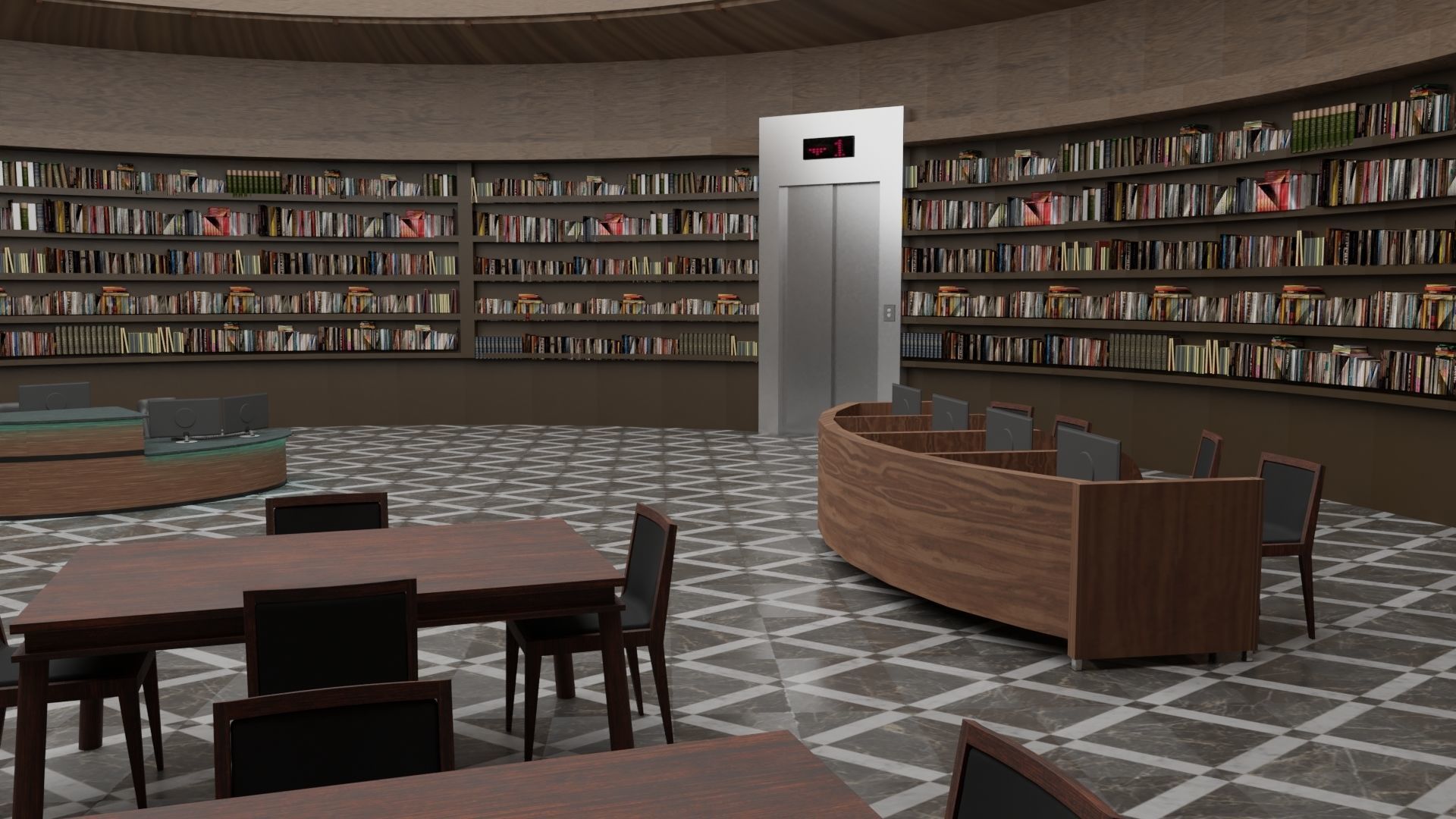 Public Library Interior Low-poly 3D model_5