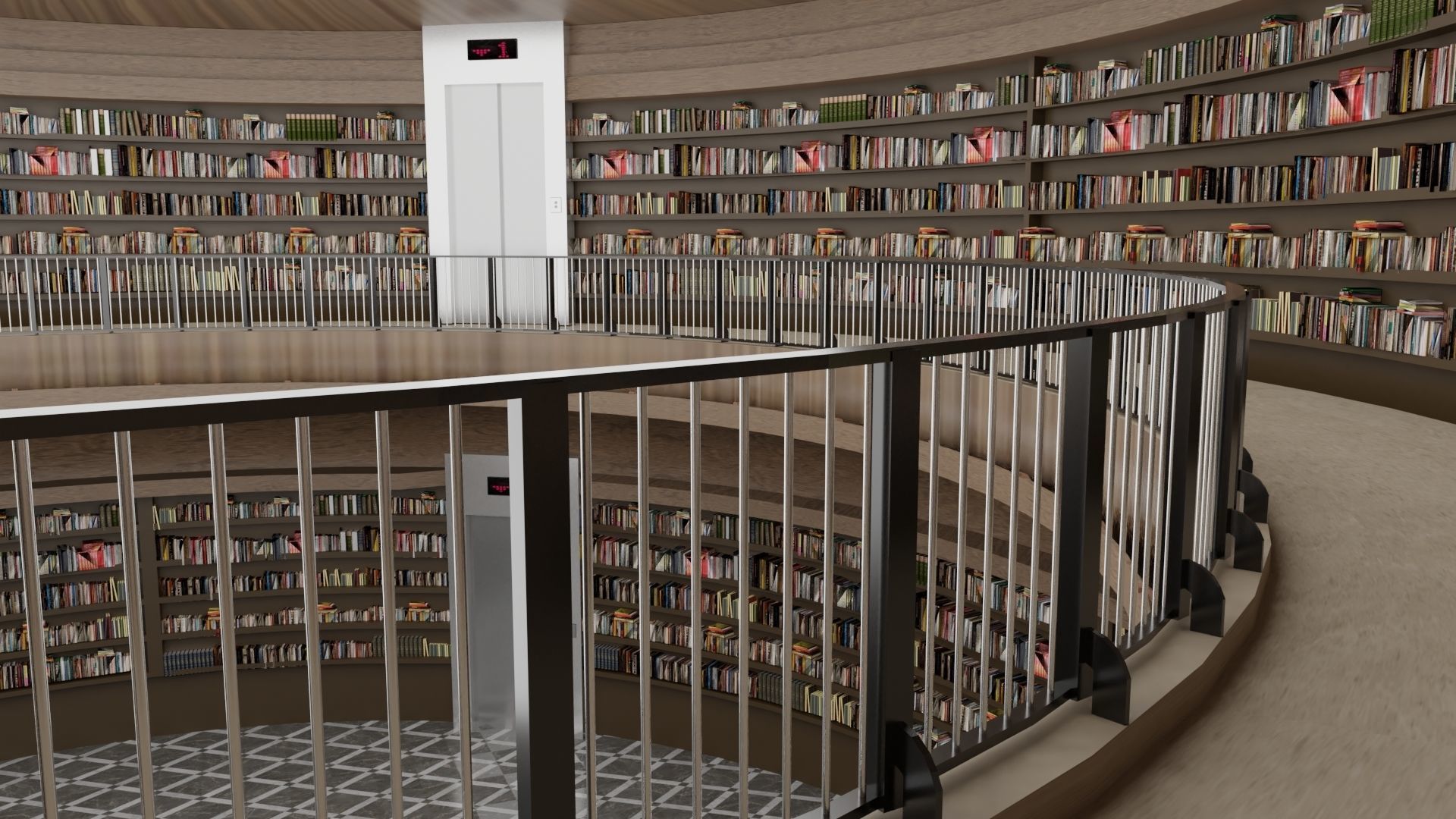 Public Library Interior Low-poly 3D model_6
