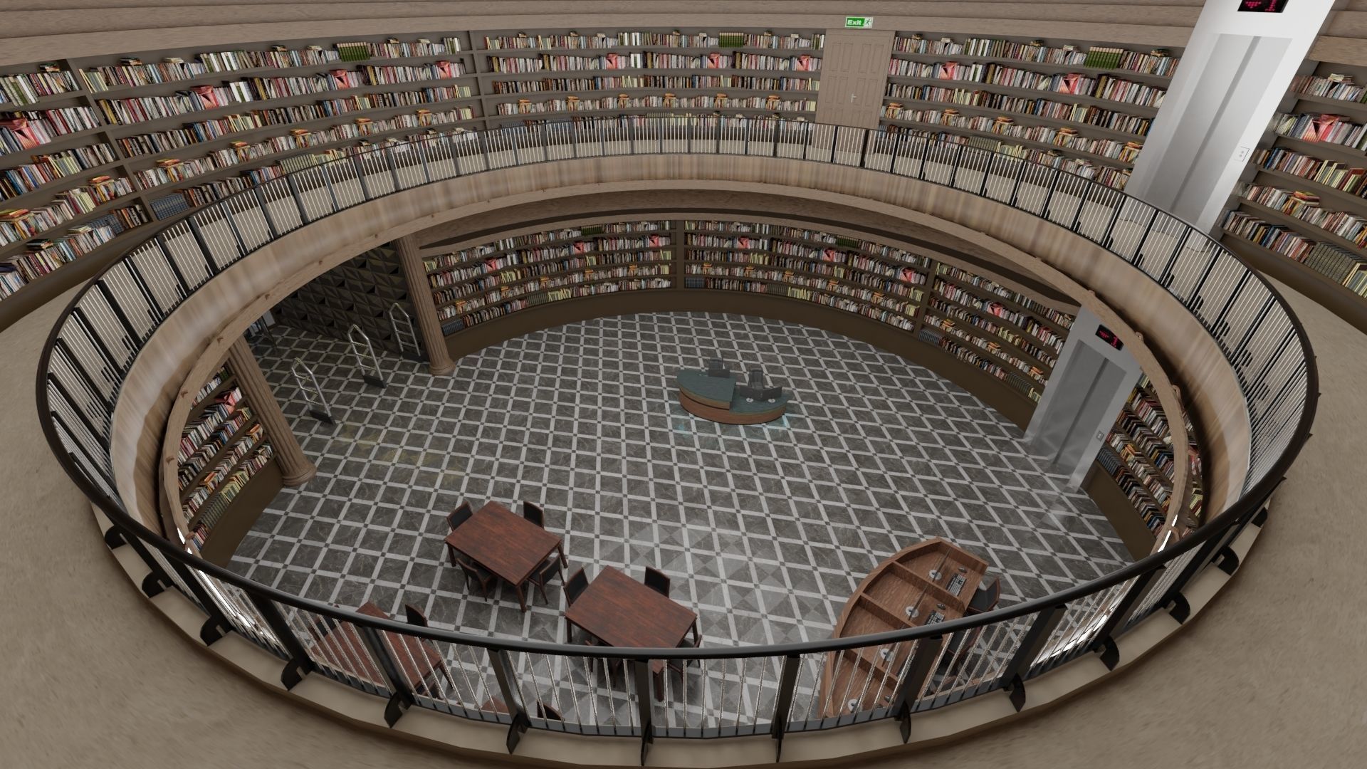 Public Library Interior Low-poly 3D model_8