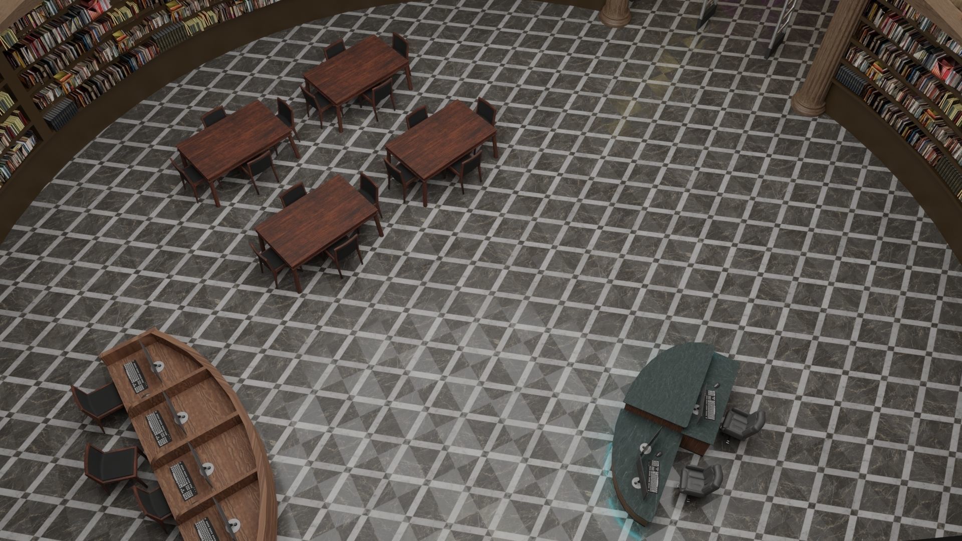 Public Library Interior Low-poly 3D model_11