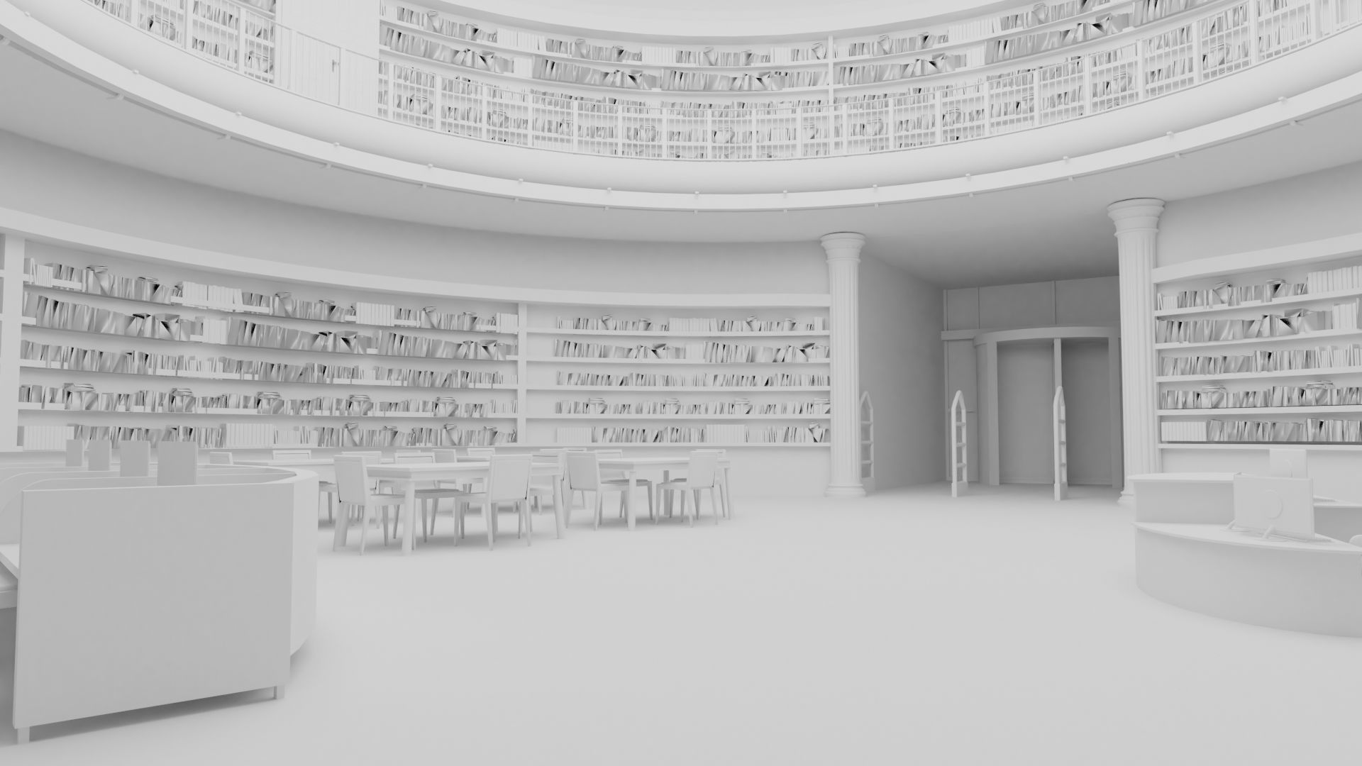 Public Library Interior Low-poly 3D model_14