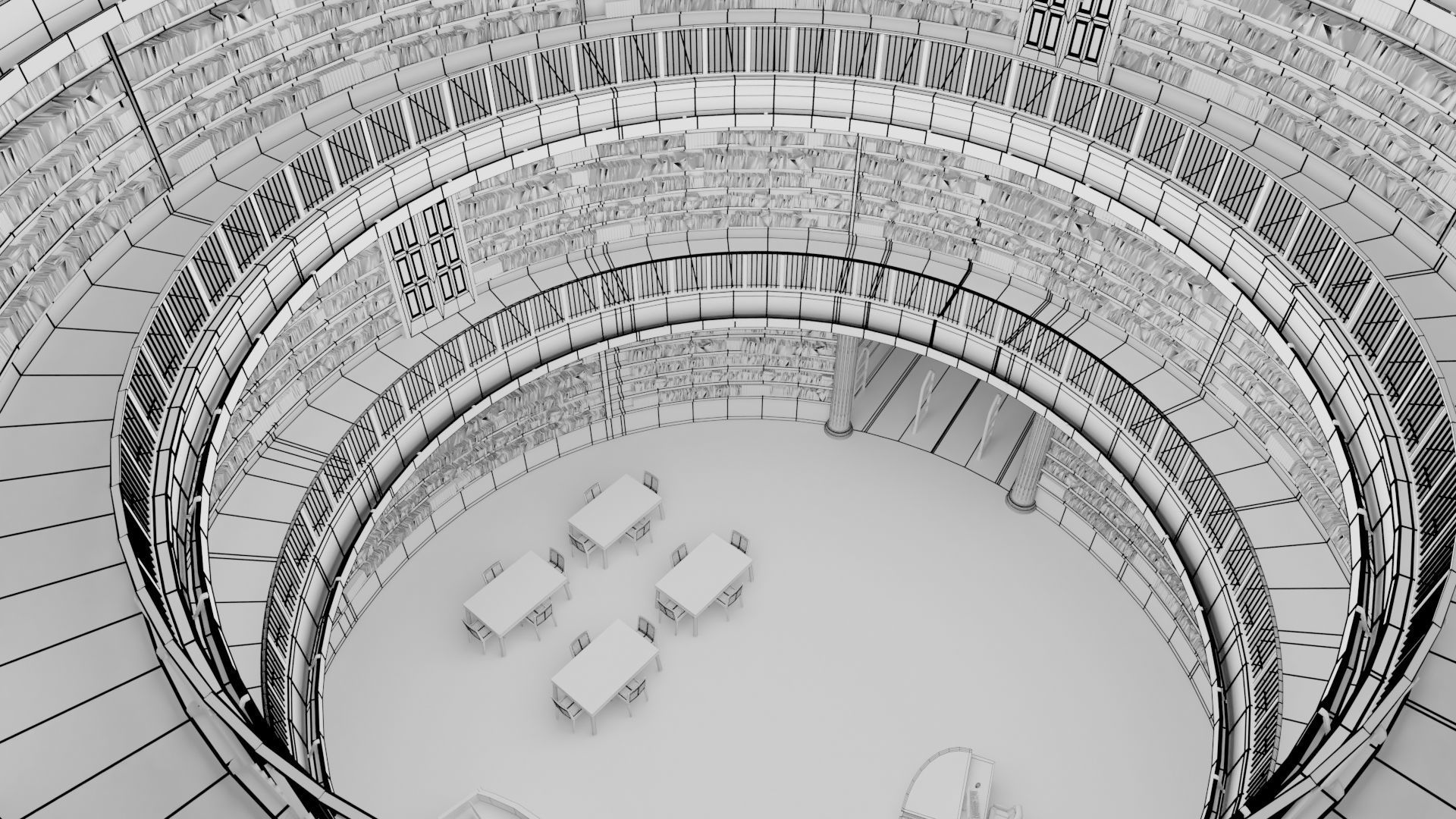 Public Library Interior Low-poly 3D model_16