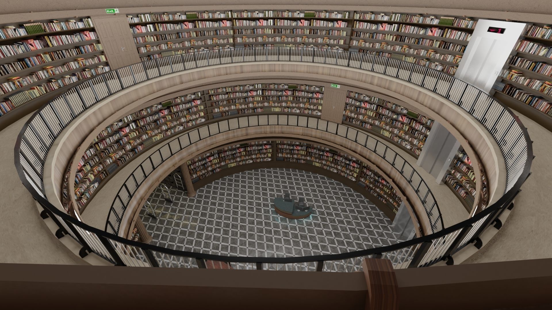 Public Library Interior Low-poly 3D model_9