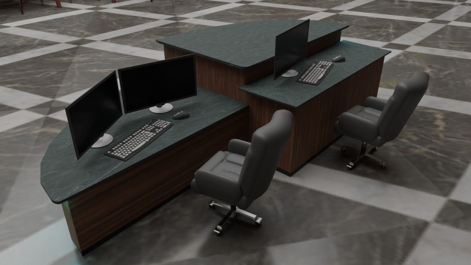 Public Library Interior Low-poly 3D model_4