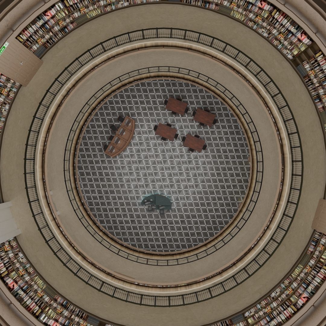 Public Library Interior Low-poly 3D model_13