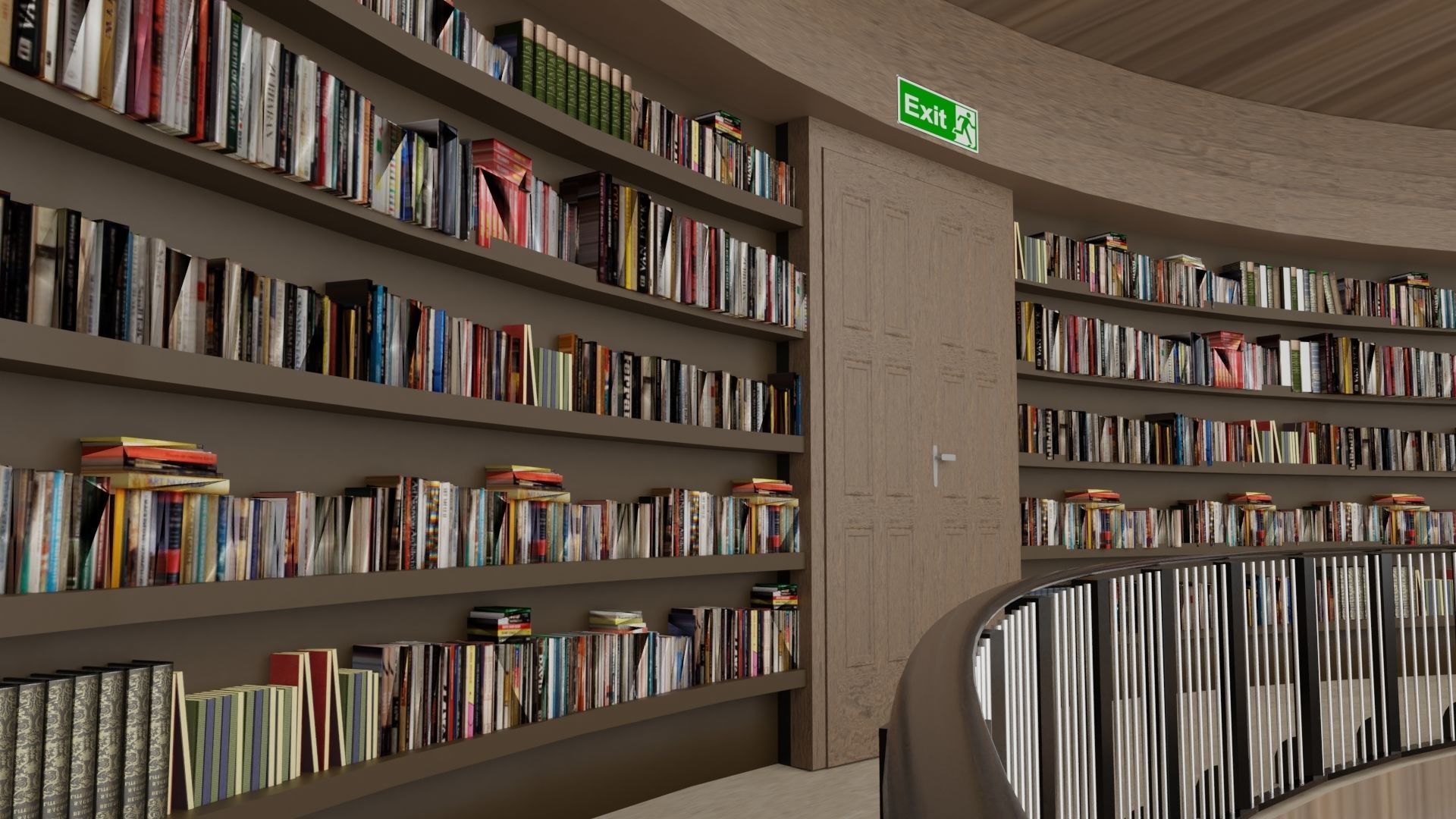 Public Library Interior Low-poly 3D model_7