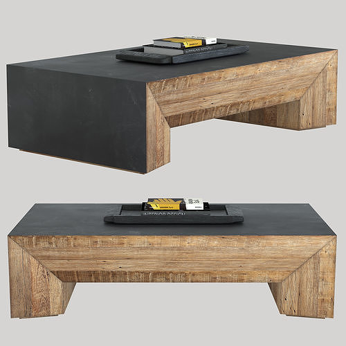 RH BOLINAS METAL and PEROBA COFFEE TABLE 3D model