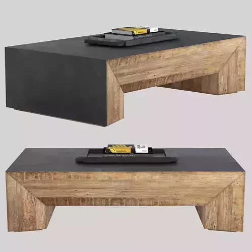 RH BOLINAS METAL and PEROBA COFFEE TABLE