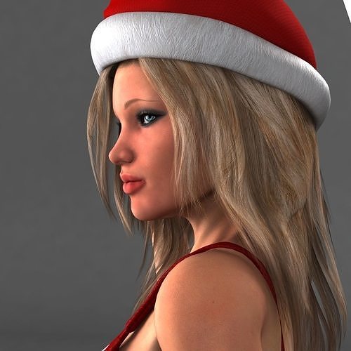 Sexy Santa Woman Rigged Low-poly 3D model