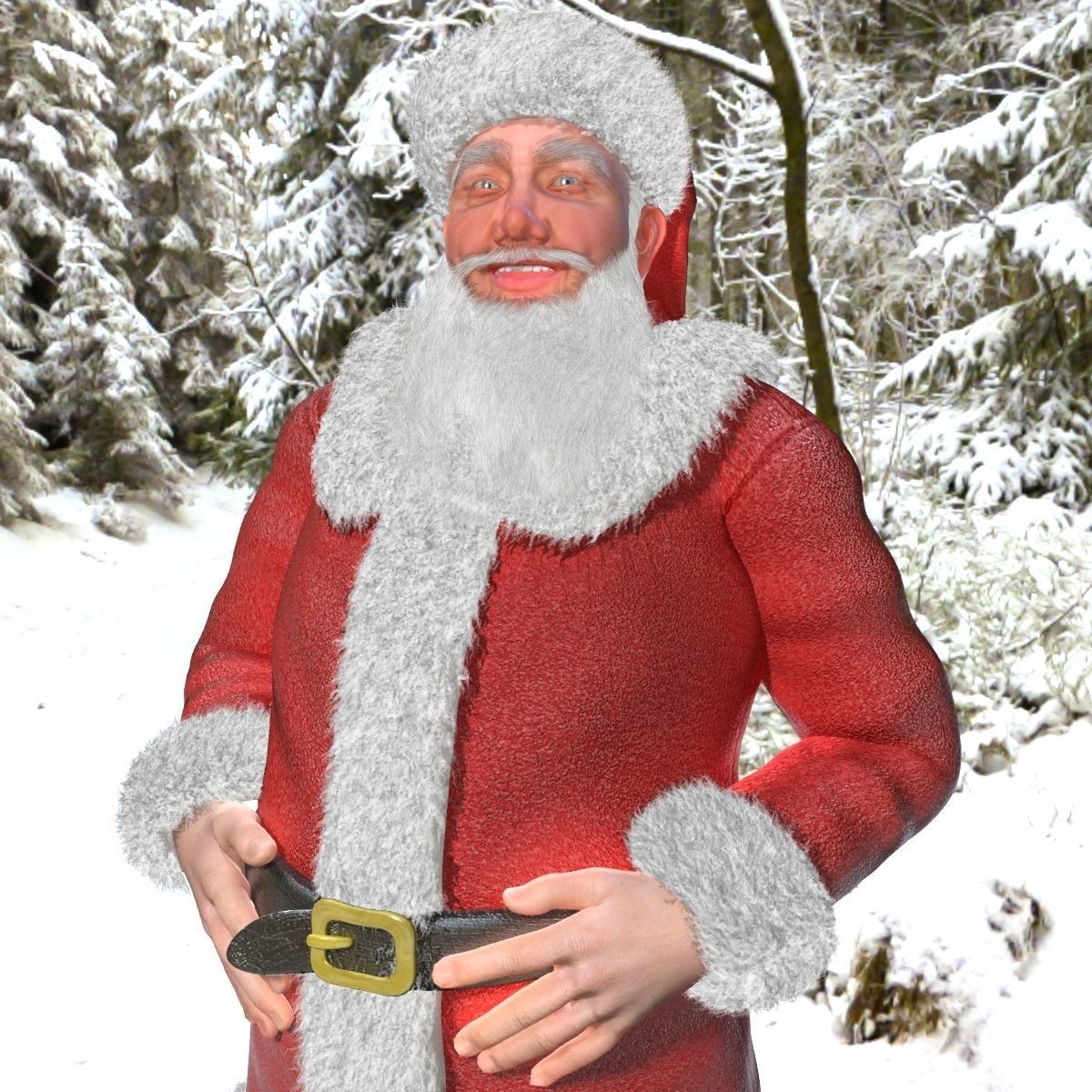 Santa Claus Rigged Low-poly 3D model_3