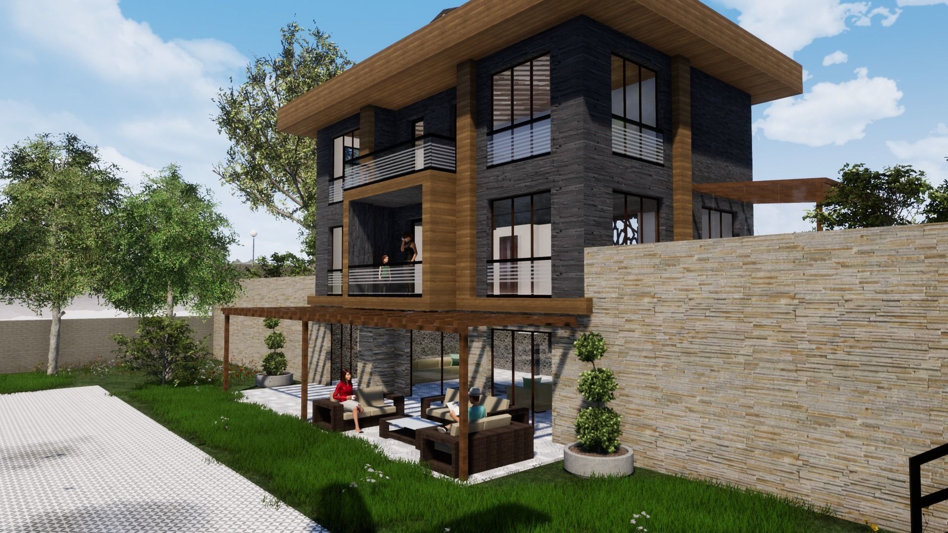 TRIPLEX HOUSE Free low-poly 3D model_27