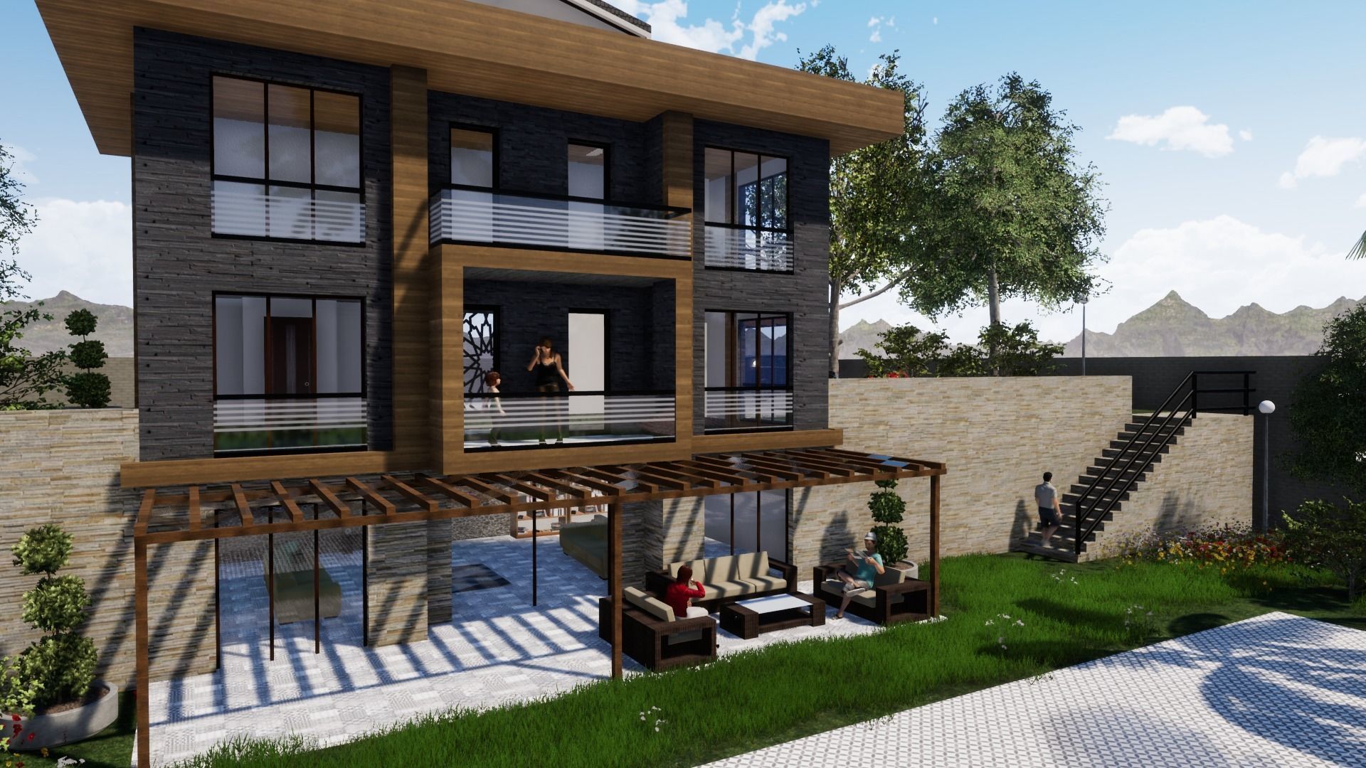 TRIPLEX HOUSE Free low-poly 3D model_23