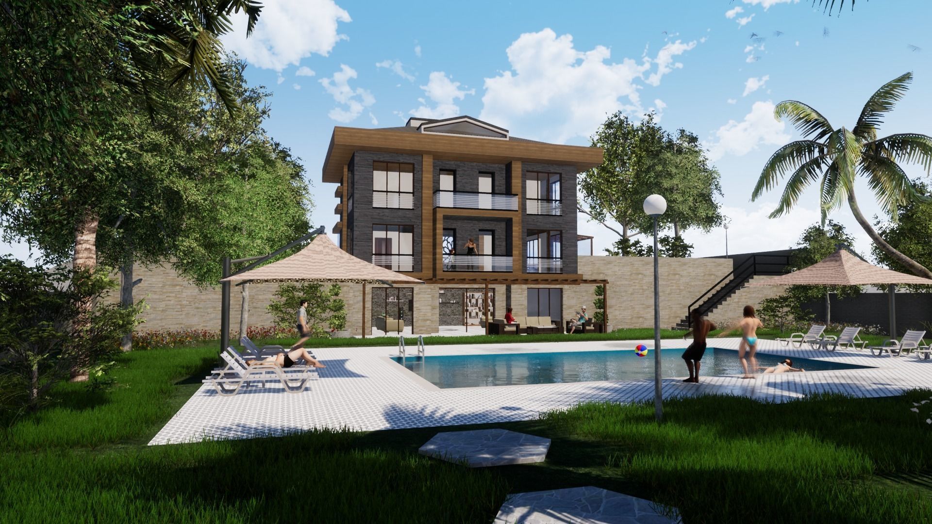 TRIPLEX HOUSE Free low-poly 3D model_14