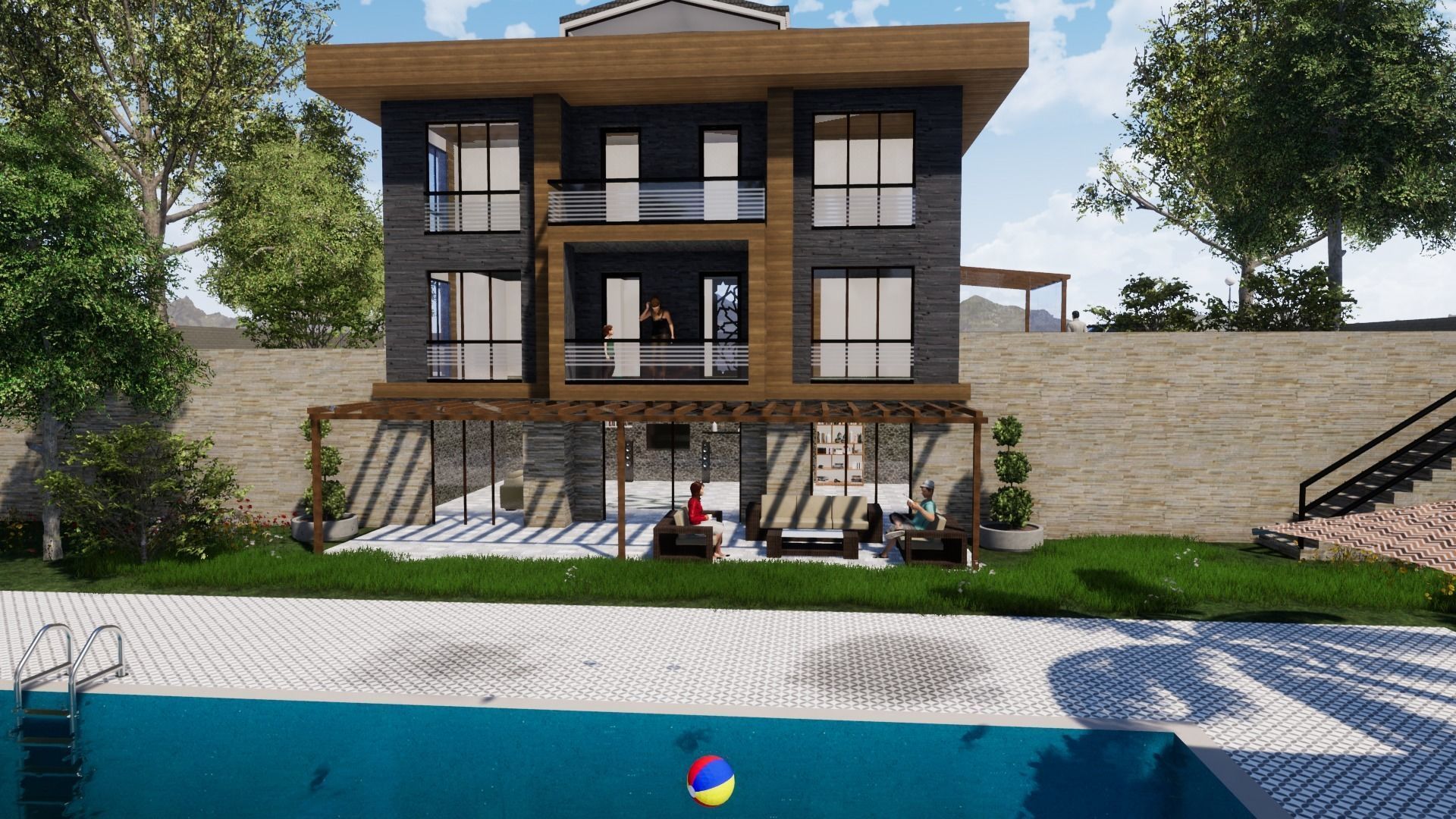 TRIPLEX HOUSE Free low-poly 3D model_30