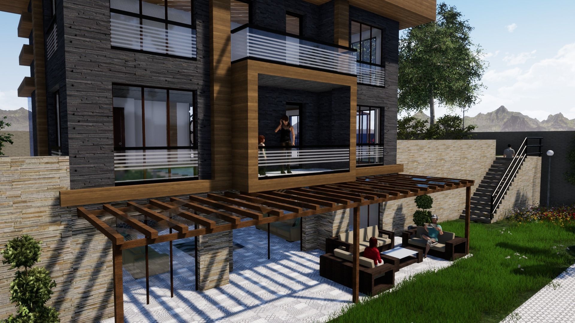 TRIPLEX HOUSE Free low-poly 3D model_25