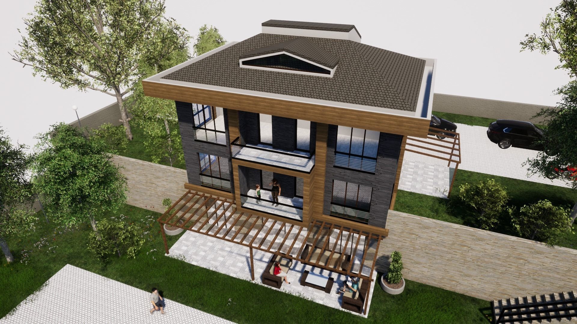 TRIPLEX HOUSE Free low-poly 3D model_16