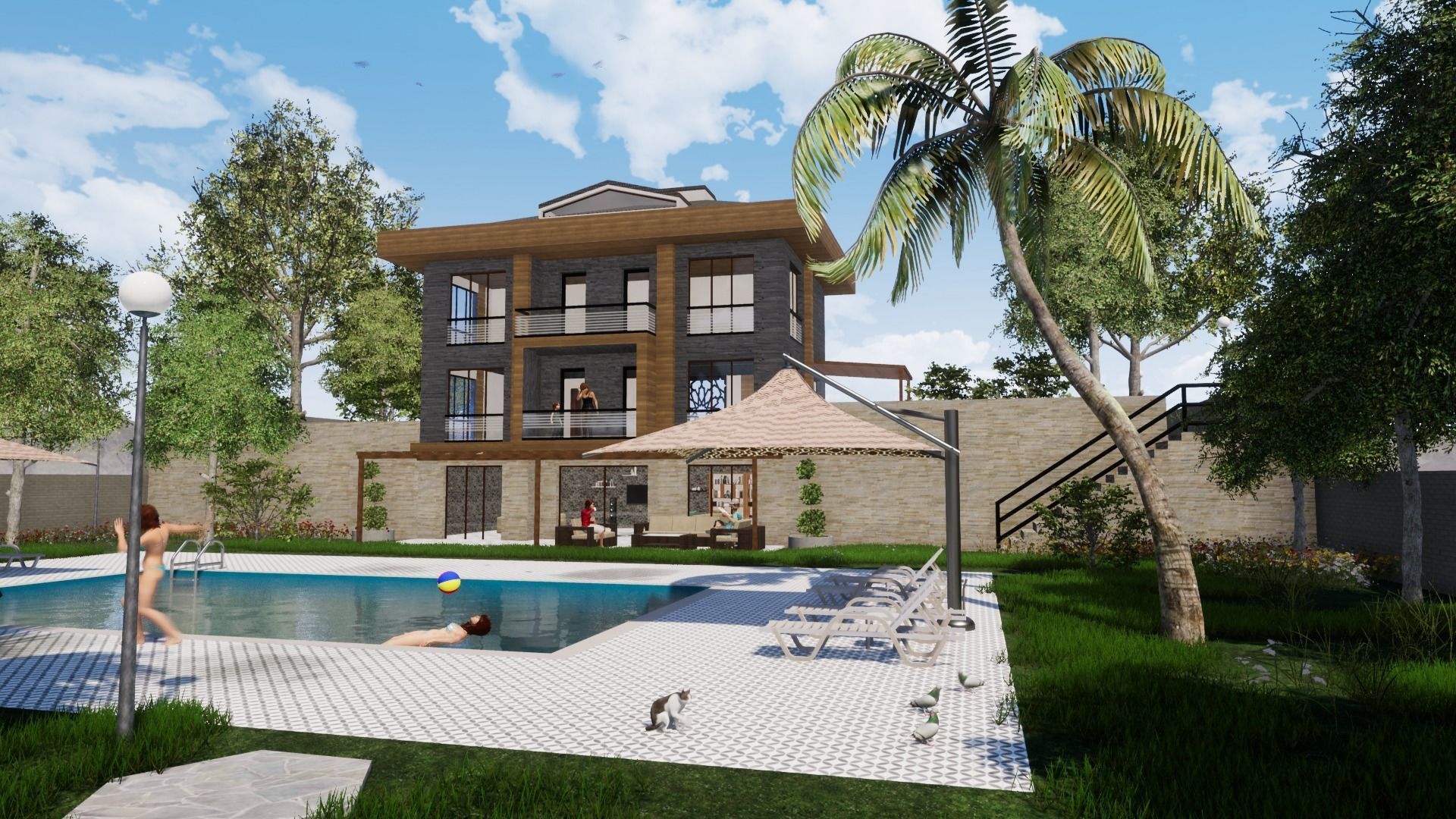 TRIPLEX HOUSE Free low-poly 3D model_12