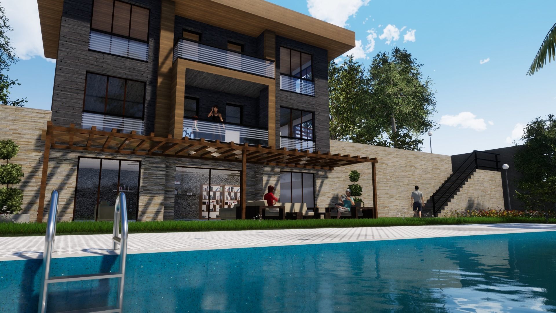 TRIPLEX HOUSE Free low-poly 3D model_22