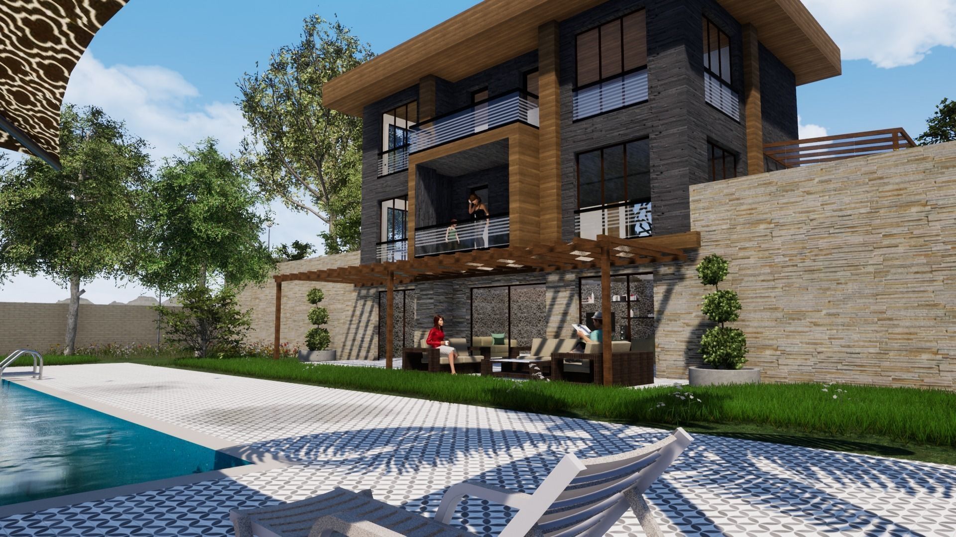 TRIPLEX HOUSE Free low-poly 3D model_28