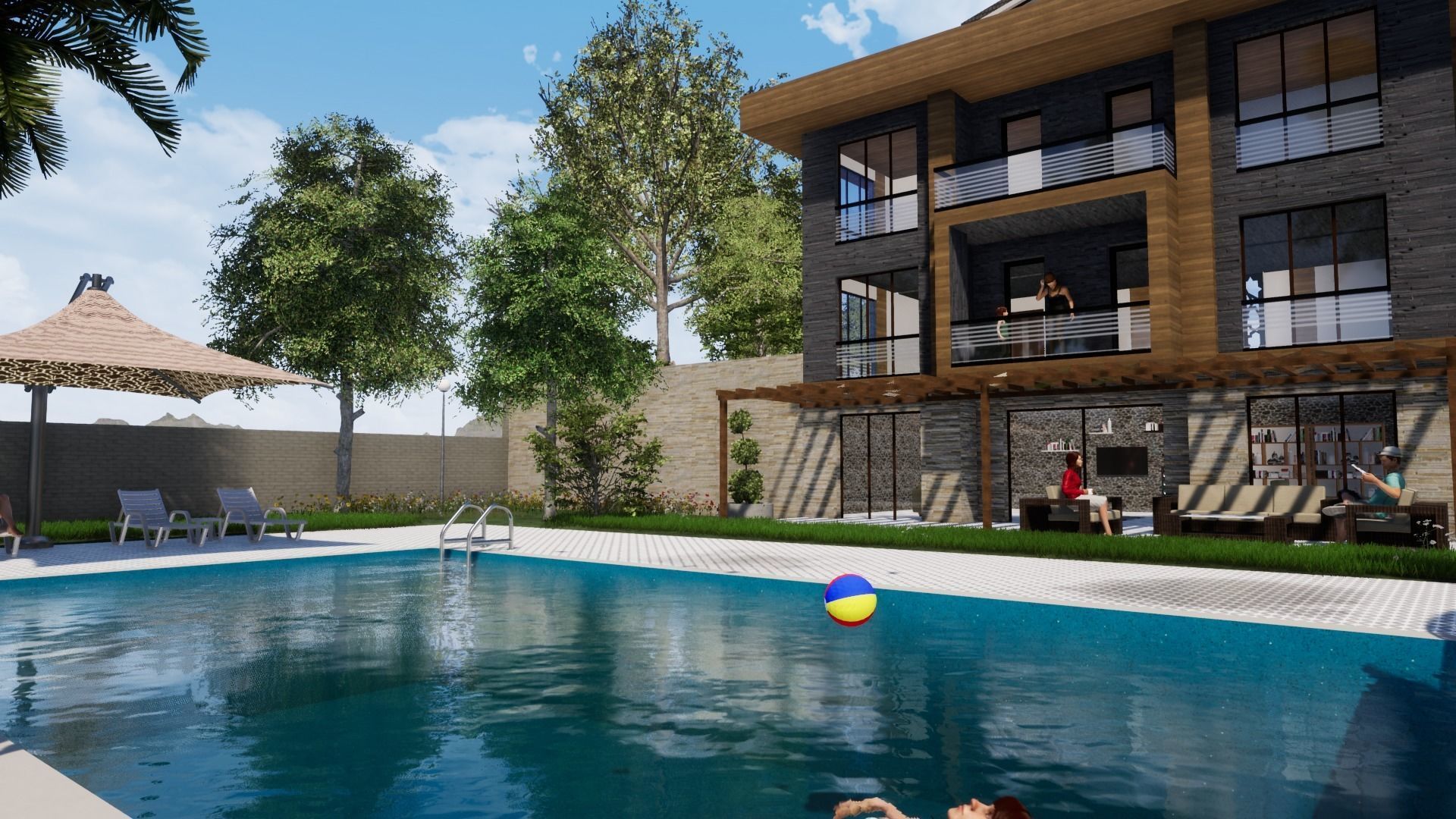 TRIPLEX HOUSE Free low-poly 3D model_29