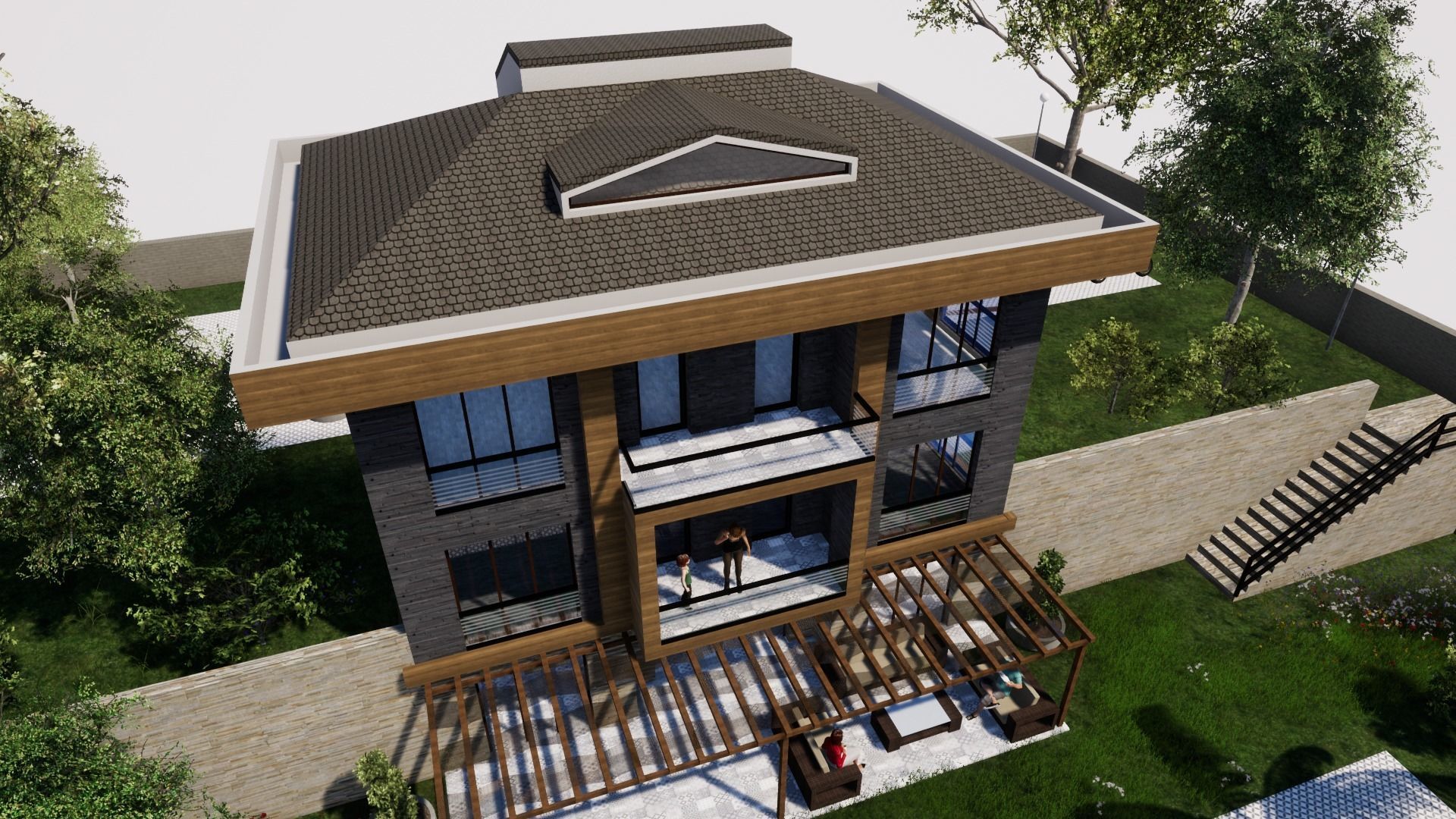 TRIPLEX HOUSE Free low-poly 3D model_15