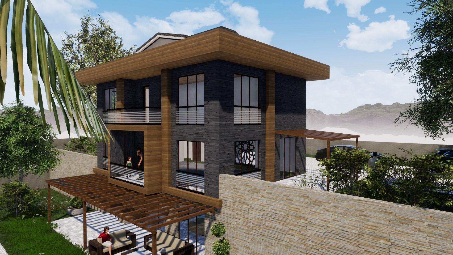 TRIPLEX HOUSE Free low-poly 3D model_3