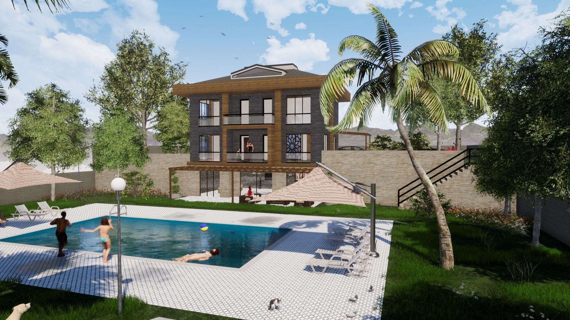 TRIPLEX HOUSE Free low-poly 3D model_11